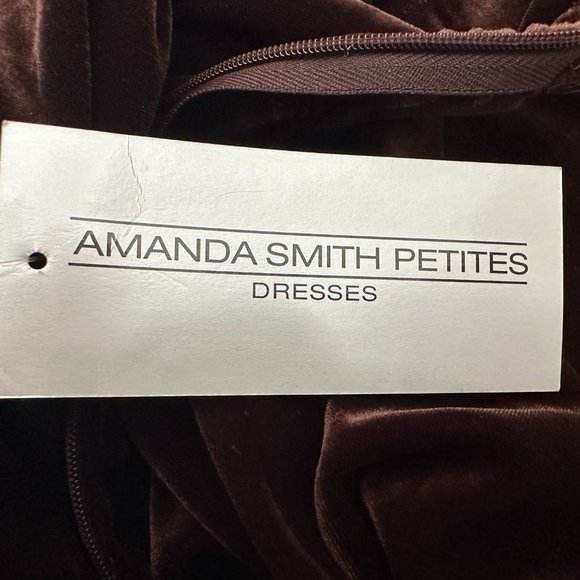 Vintage 90s Amanda Smith Long Brown Velour Turtleneck Dress – NWT 8 Petite - Picture 9 of 14